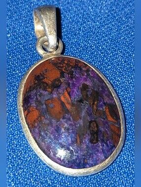 Handmade Vintage Sterling Silver Sugilite W/ Richteritei Pendant 33mm×17.6mm